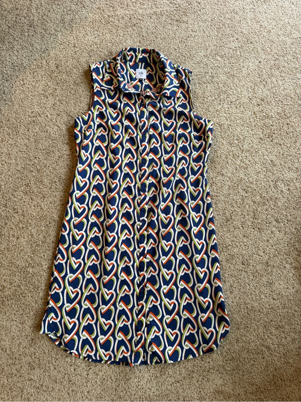 Cabi Amour Locking Hearts Sleeveless Button Front Dress Sz XS